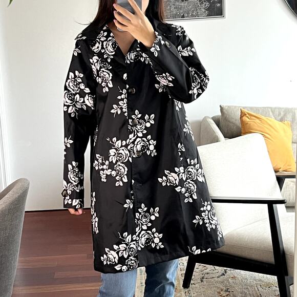 Capelli Jackets & Blazers - capelli new york trench coat floral roses black white size S